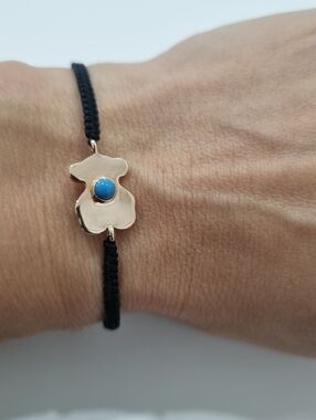Tous Super Power Rose Vermeil Silver and Braided Cord with Turquoise Bracelet